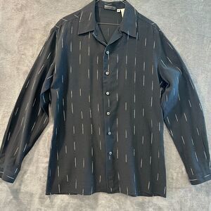Versace Classic V2 Sheer Black Metallic Stripe Shirt Made In Italy Size Medium